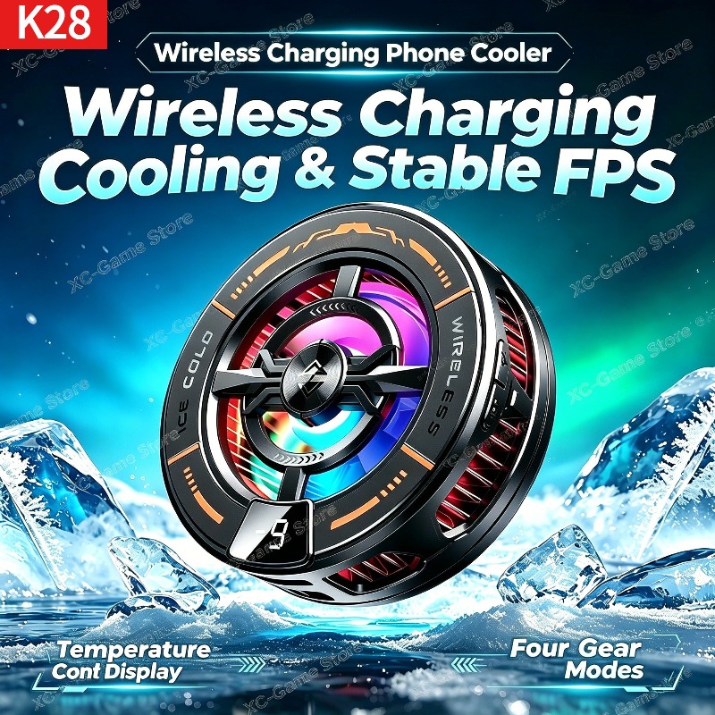 Phone Accessories Android - K28 磁気半導体電話クーラー ワイヤレス高速充電器冷却ラジエーター付き iPhone MagSafe Android