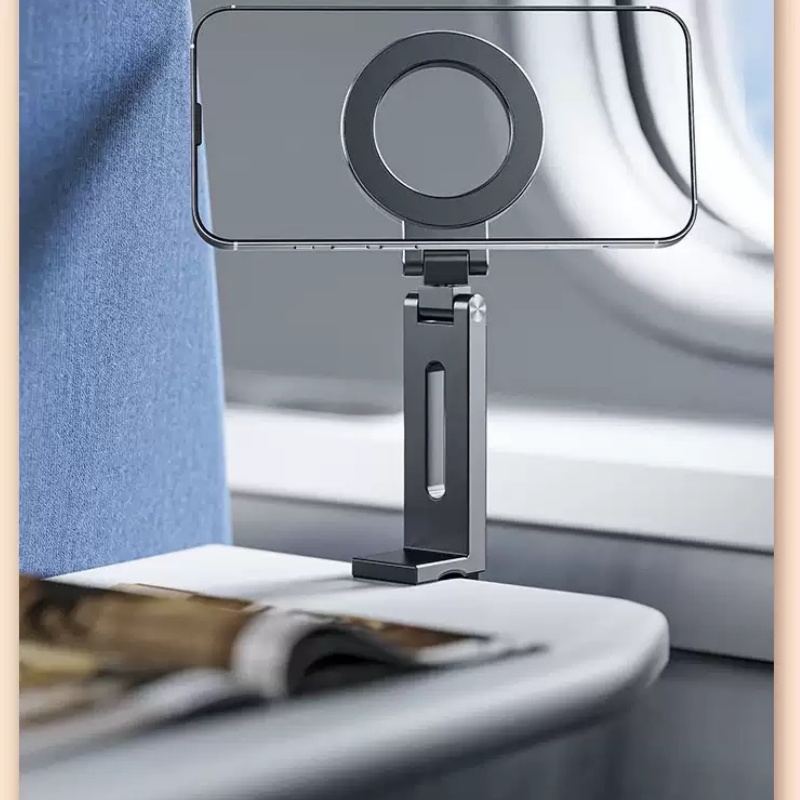 Phone Accessories For Travel - ユニバーサル旅行用磁気式スマホホルダー 折りたたみ式回転ハンズフリー飛行機用スマホマウント ポータブル携帯電話自撮りブラケット