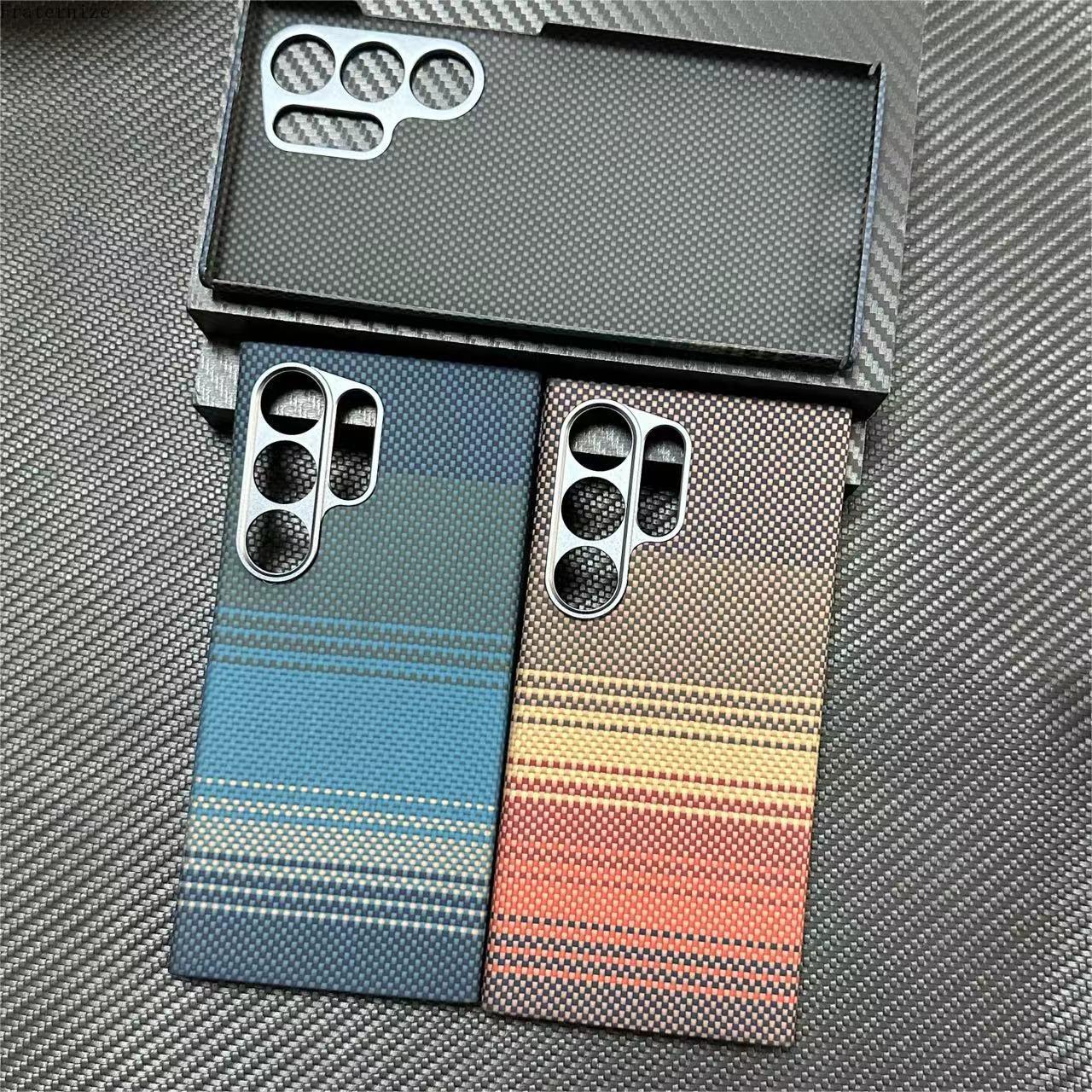 Phone Accessories For Android - Samsung Galaxy S24 Ultra用 新品純正カーボンアラミド繊維ケース 耐衝撃カーボンファイバーレンズ保護