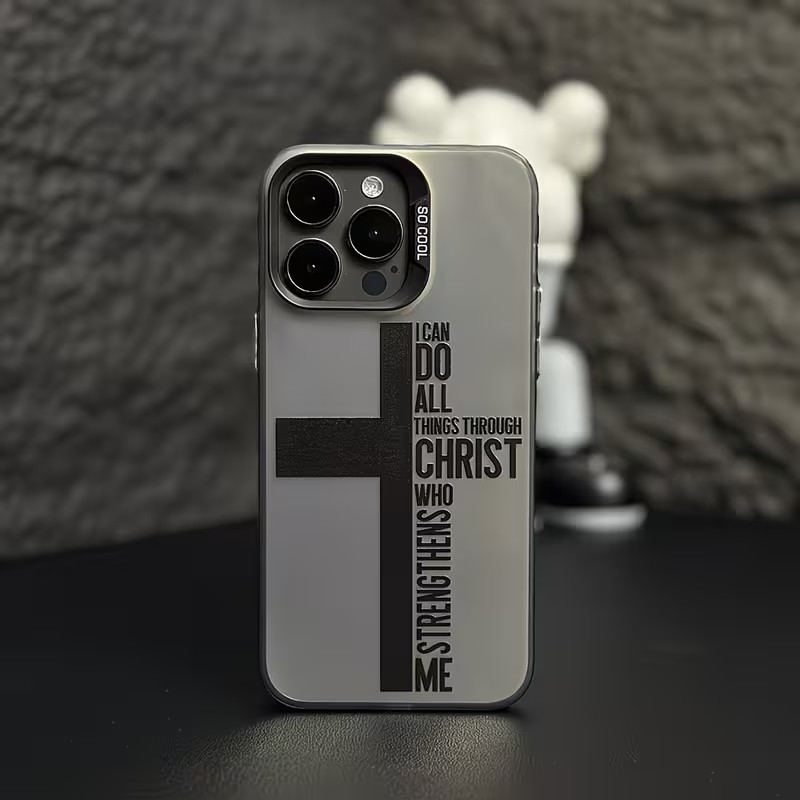 X Phone Accessories - 指紋防止クロス聖書柄iPhoneケース iPhone 17 16 15 14