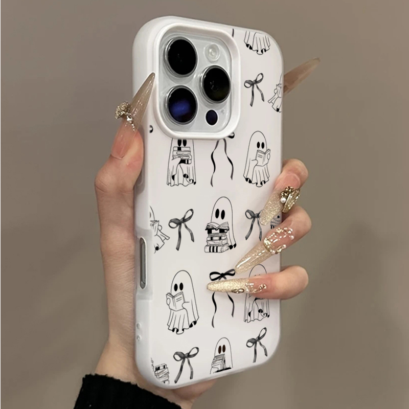 X Phone Accessories - かわいいハロウィンブックゴーストボウのiPhoneケース iPhone 17 16 14 15