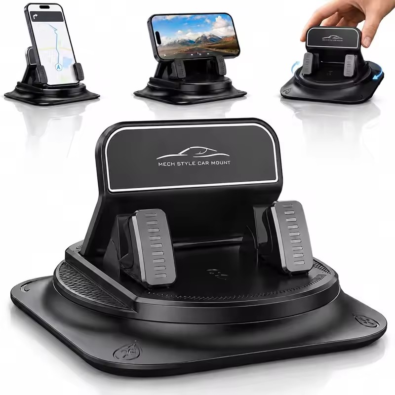 Quirky Phone Accessories - 360 ° 度角調整可能な車載携帯電話ホルダー、滑り止めシリコン製ダッシュボード電話ホルダー、自由回転式ユニバーサルヘッドアップナビゲーションホルダー