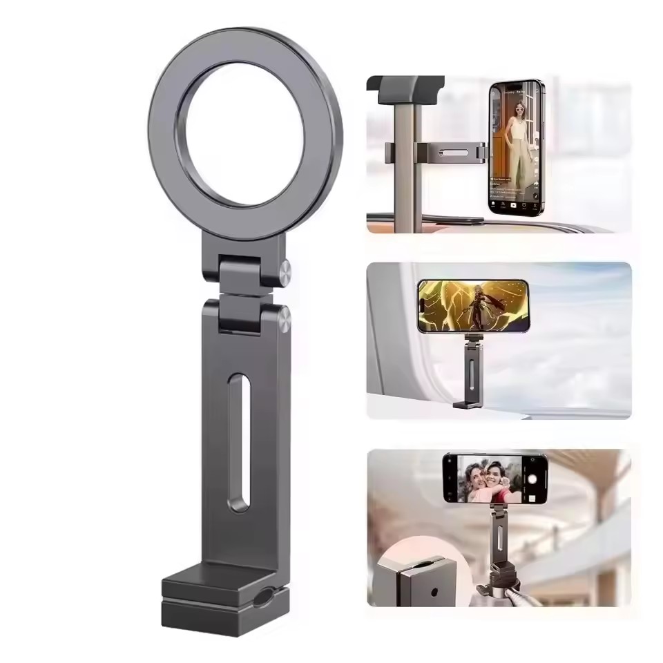 Quirky Phone Accessories - ユニバーサル磁気式スマホホルダー 旅行必需品 フレキシブル回転 ハンズフリー 飛行機用スマホマウント シート調整可能