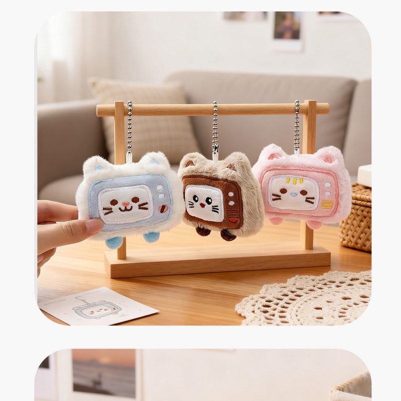 Phone Accessories Ideas - かわいい漫画風キーホルダー猫ぬいぐるみ携帯電話アクセサリーバッグチャーム小さなギフトアイデア