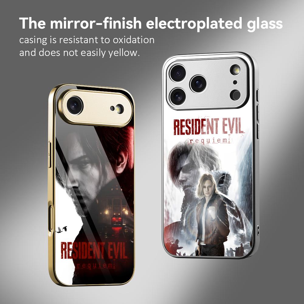 Apple Iphone 15 Pro Max - ゲームR-Resident Evil 9スマホケース 電気メッキメタルバンパー耐衝撃ケース iPhone 17