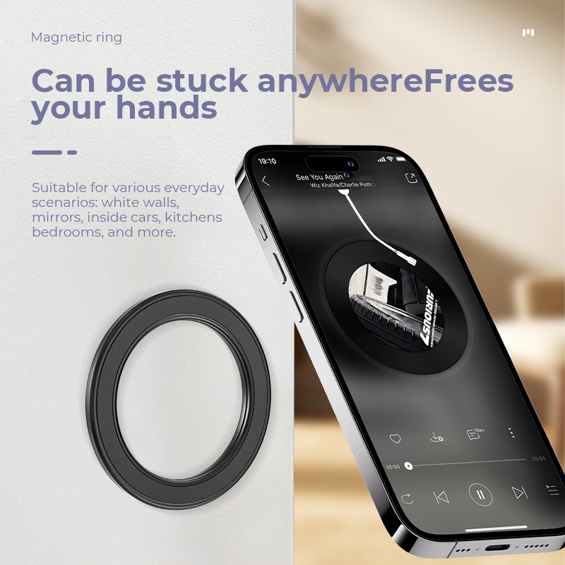 Phone Accessories - MagSafe対応 強力マグネットリング式スマホホルダー 粘着マグネット壁掛け携帯電話マウント 車載ダッシュボードマウント iPhone 15用