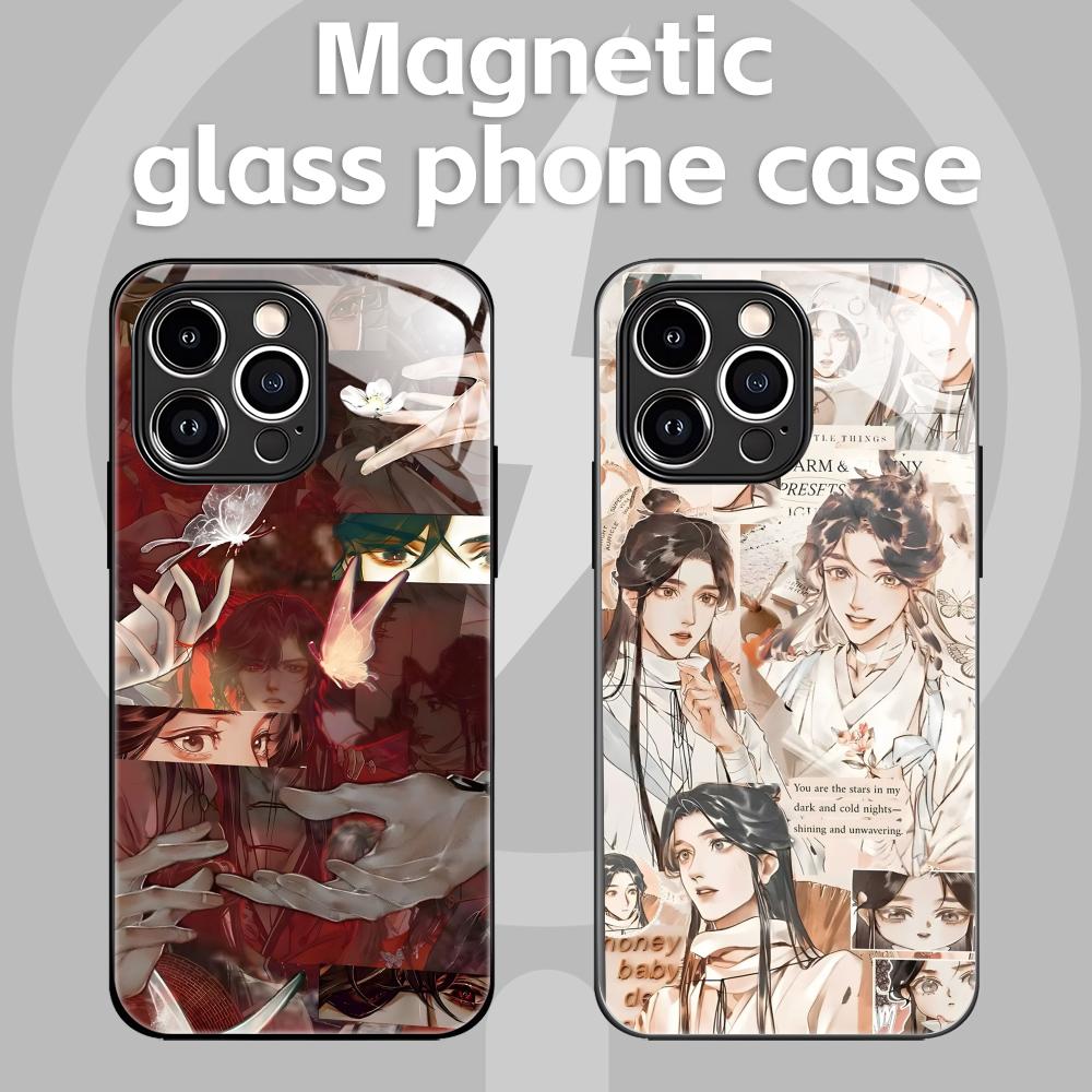 X Phone Accessories - アニメ「天国の職人の祝福」iPhone 16/15/14/13/12/11/X/XR/XS/8 Plus/Mini/Pro/Max対応 ガラス製マグネット式スマホケース