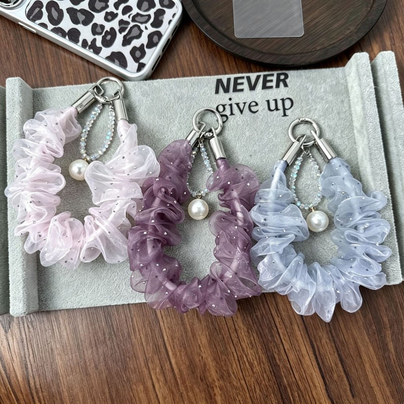 Phone Accessories Wholesale In China - 新しいファインフラッシュ大腸リストストラップパールクリスタルビーズファッション携帯電話チェーンキーホルダーバッグペンダントギフト卸売