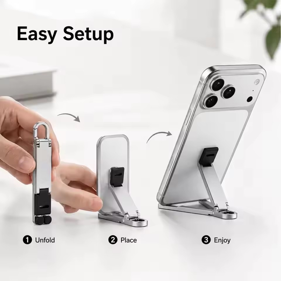 折りたたみ式キーチェーン型スマホスタンド 多角度調整可能 軽 - Phone Accessories のレビューと価格