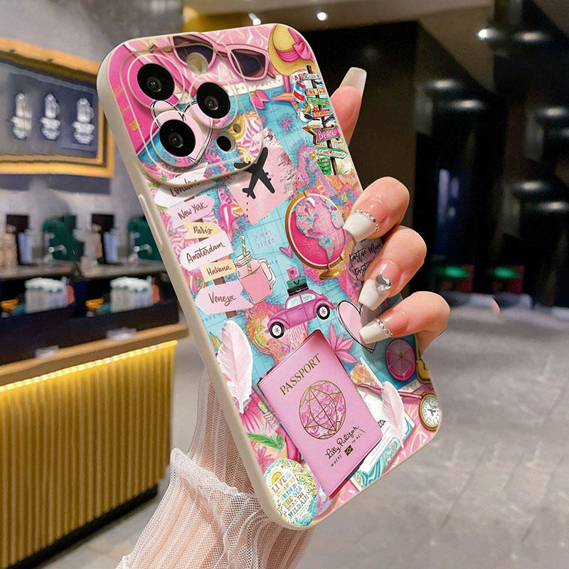 トラベルプレーンプリントマット耐衝撃スマホケース iPhon - Phone Accessories For Travel のレビューと価格
