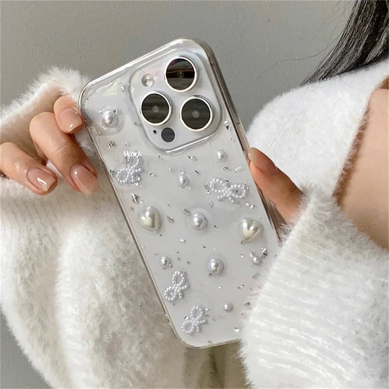 3Dパールリボンシルバーフォイルスマホケース iPhone  - Phone Accessories Wholesale In China のレビューと価格