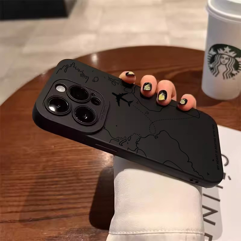 旅行をイメージした飛行機ルート柄バンパーフォンケース iPh - Phone Accessories For Travel のレビューと価格