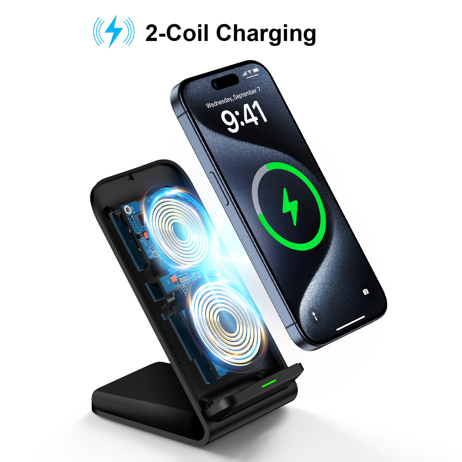 15Wワイヤレス充電器付きスマホホルダー、デスク用急速充電ス - Phone Accessories For Android のレビューと価格