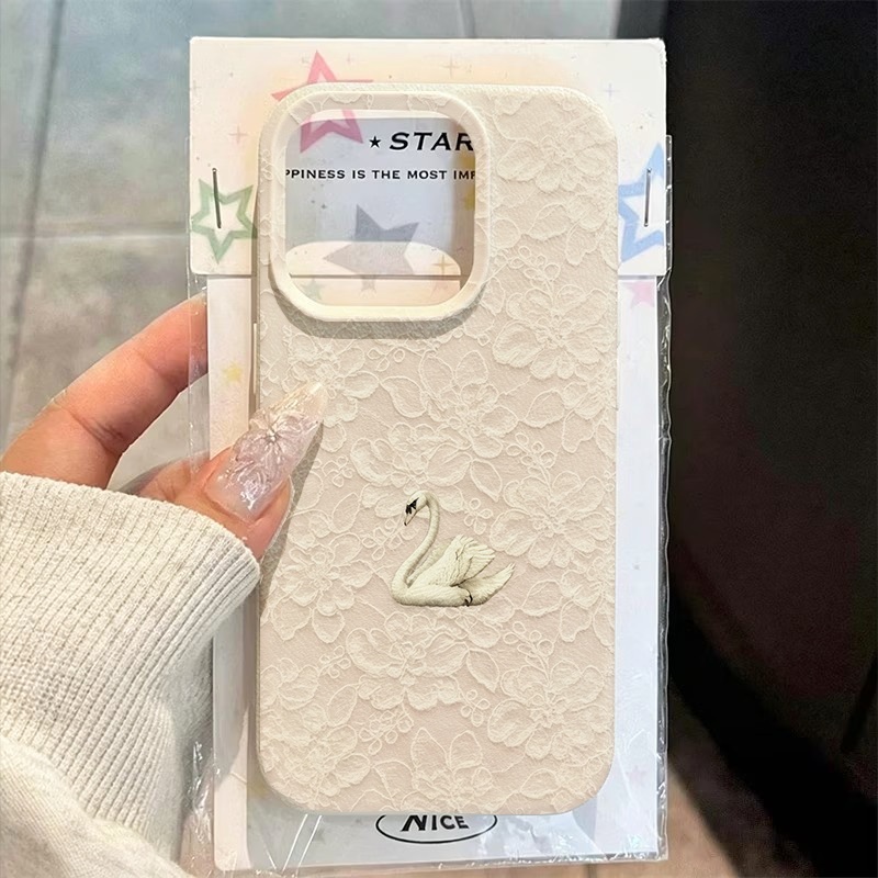 レーススワン柄ライチテクスチャスマホケース iPhone 1 - Apple Iphone 15 Pro Max のレビューと価格