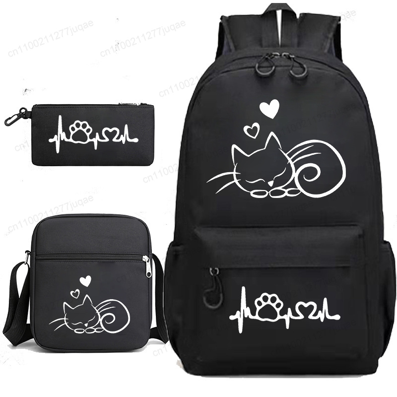 ちびアニメ猫3点セットバックパック、女の子男の子ティーンエイ - Phone Accessories Wholesale In China のレビューと価格