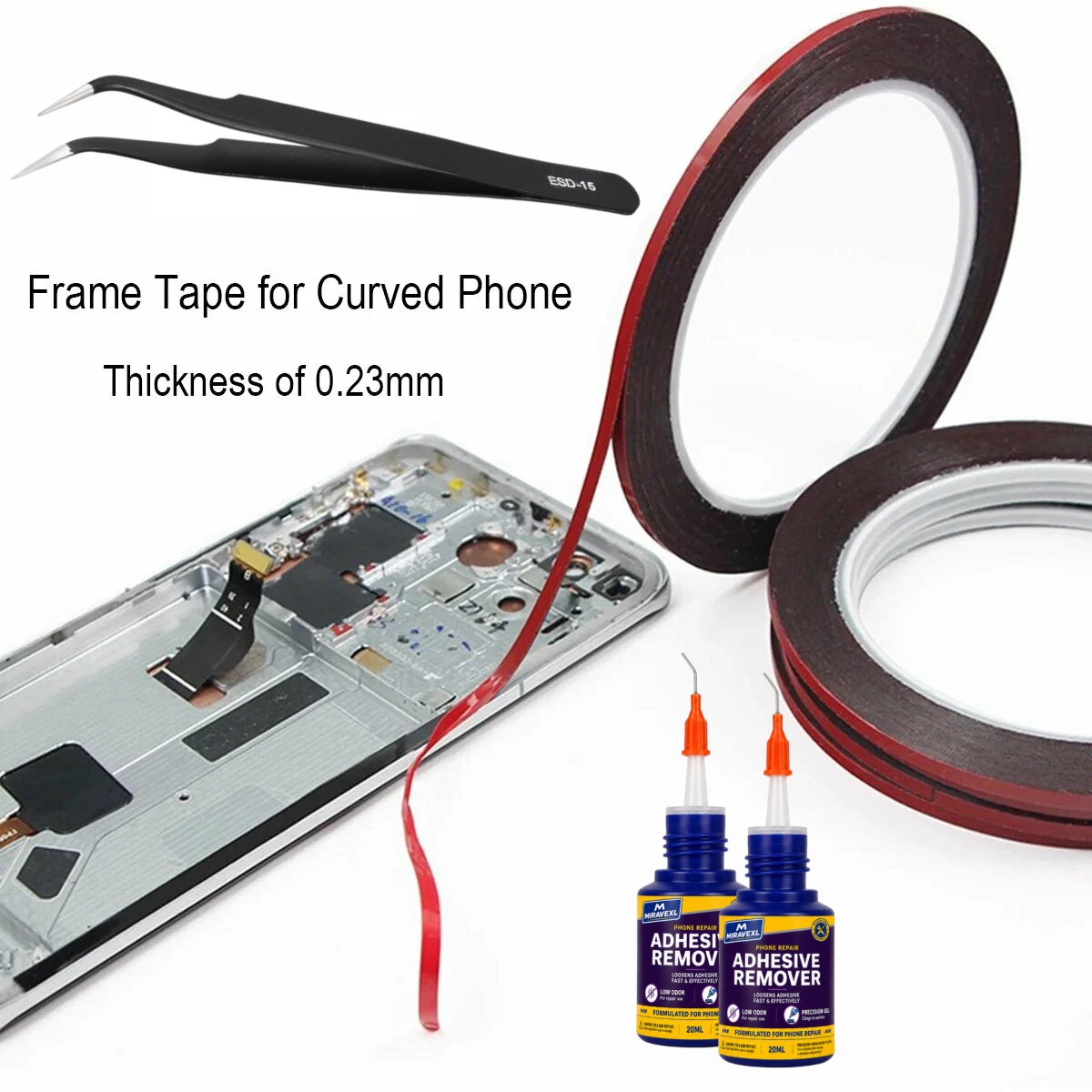 2mmの携帯電話画面修理テープキット、ピンセットと20mlの - Phone Repair Kit のレビューと価格