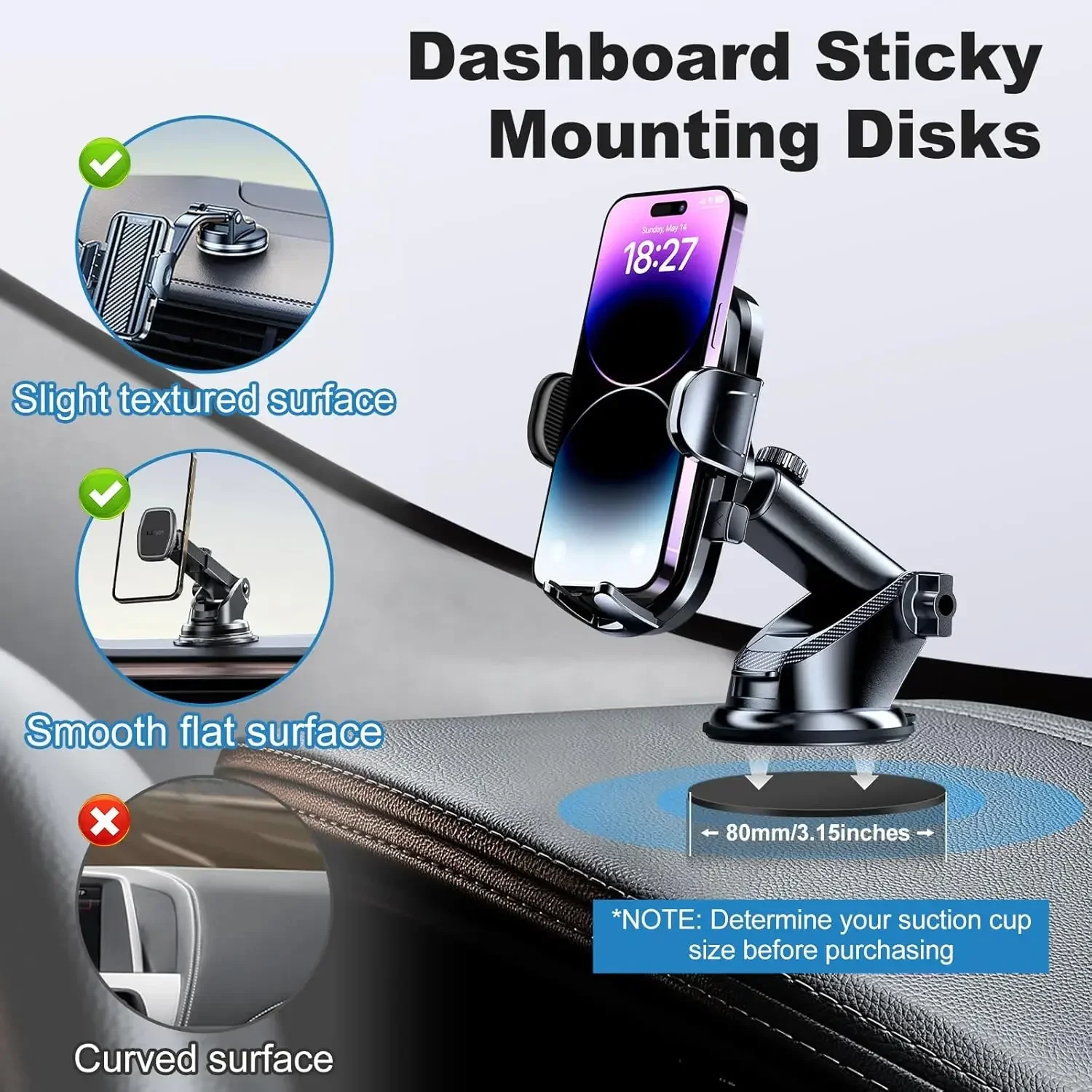 ユニバーサルダッシュボード粘着パッドセット、吸盤グリップカー - Quirky Phone Accessories のレビューと価格