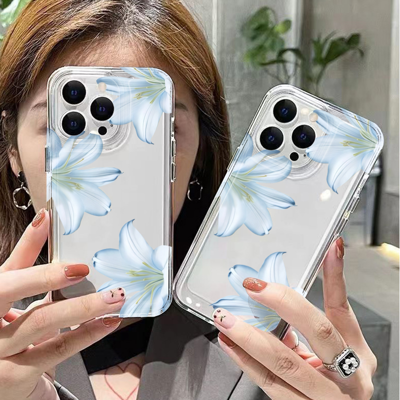 ファッショナブルで精巧な白いユリの花柄スマホケース iPho - X Phone Accessories のレビューと価格