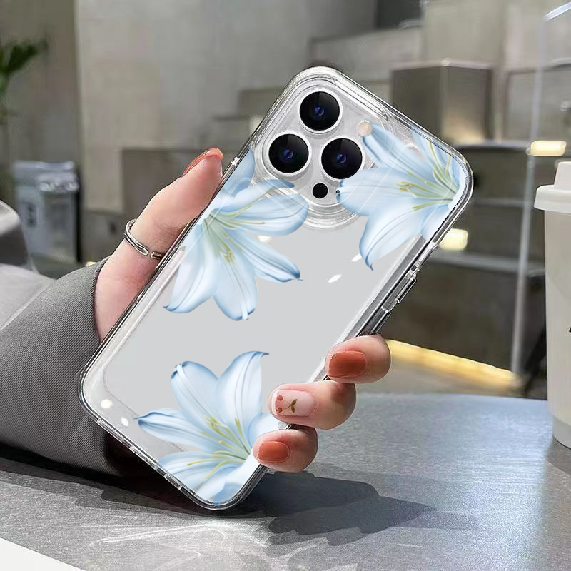 ファッショナブルで精巧な白いユリの花柄スマホケース iPho - X Phone Accessories のレビューと価格