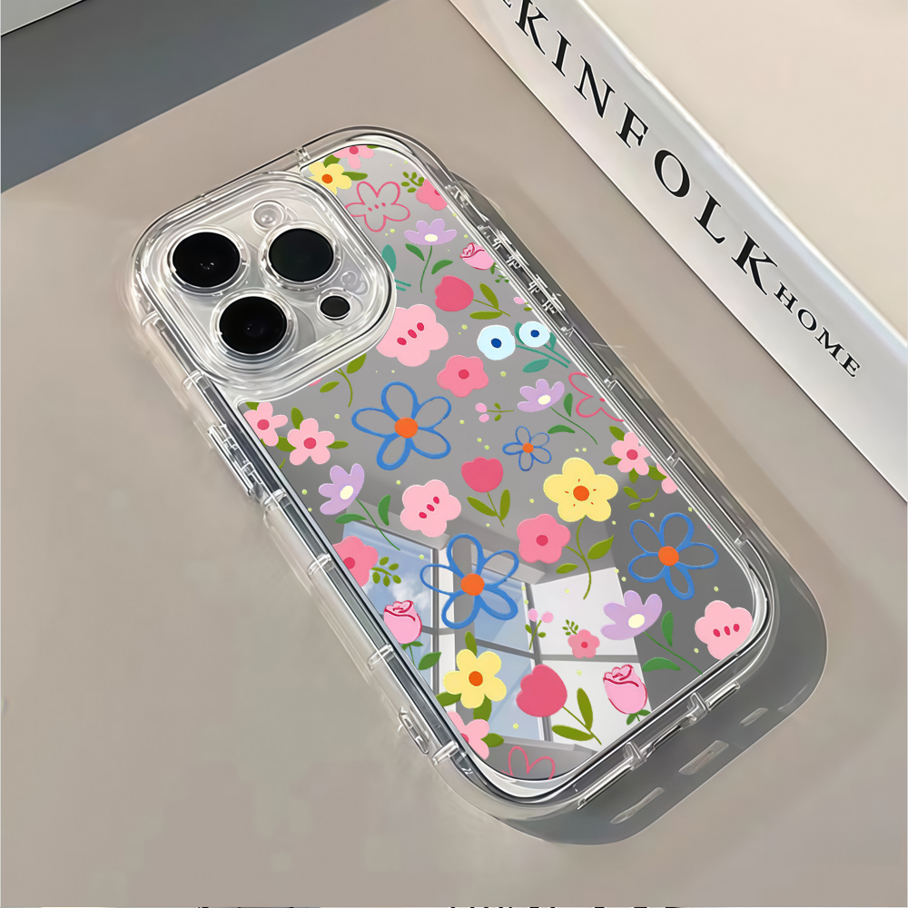 韓国風花柄シルバーミラー付きスマホケース iPhone 17 - X Phone Accessories のレビューと価格