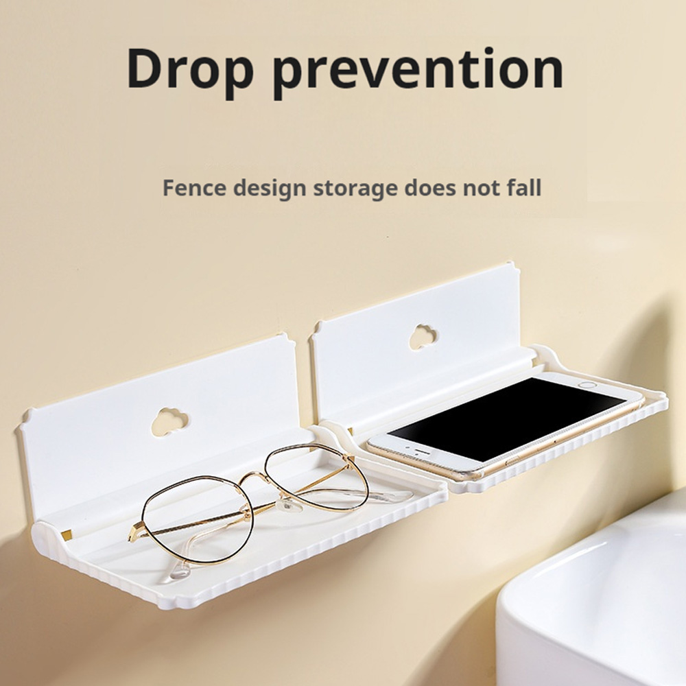 穴あけ不要の折りたたみ式壁掛け収納棚、自己粘着式ミニウォール - Quirky Phone Accessories のレビューと価格